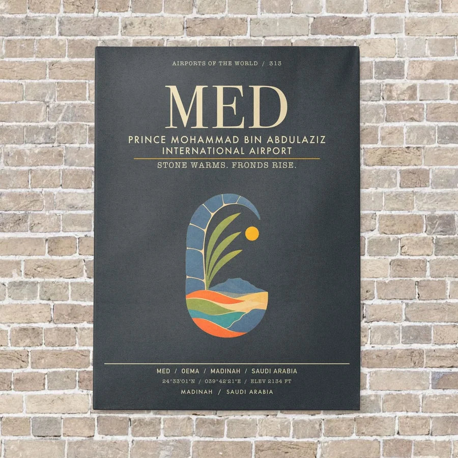 Prince Mohammad Bin Abdulaziz International Airport MED - Canvas Framed - Gray