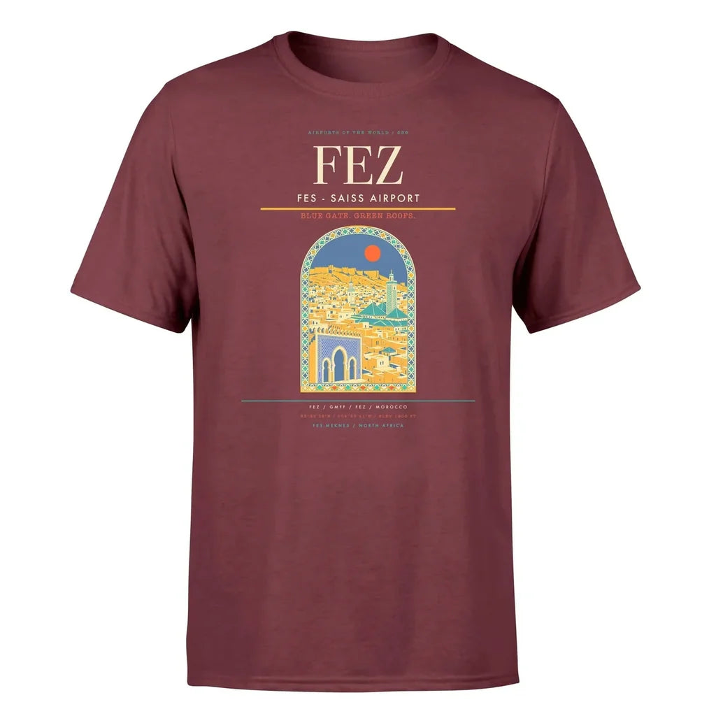Fes (FEZ) T-Shirt single-side front print in Dark Red | fes-fez-double-side-t-shirt