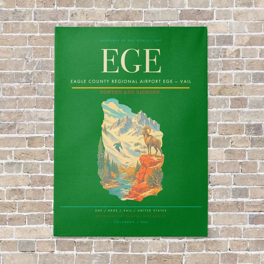 Eagle County Regional Airport EGE — Vail vertical canvas print - no frame - green background