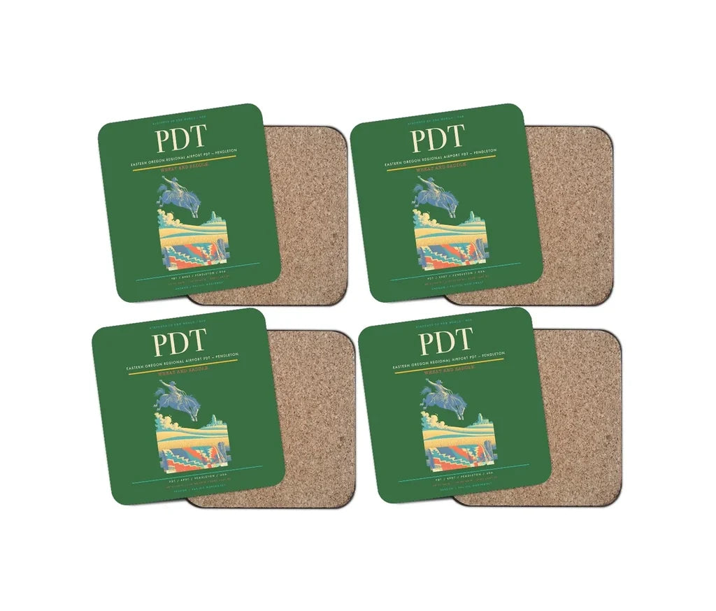 Eastern Oregon Regional Airport (PDT) design on green 4 pieces set coaster