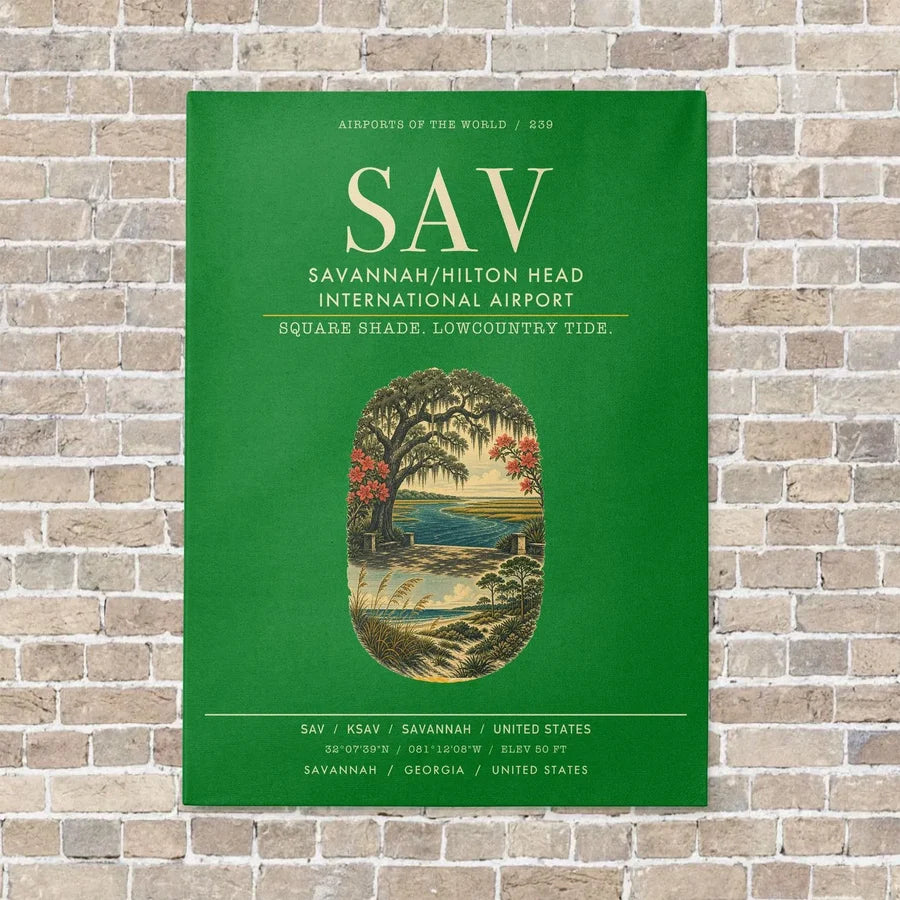 Savannah-Hilton Head International Airport SAV vertical canvas print - no frame - green background