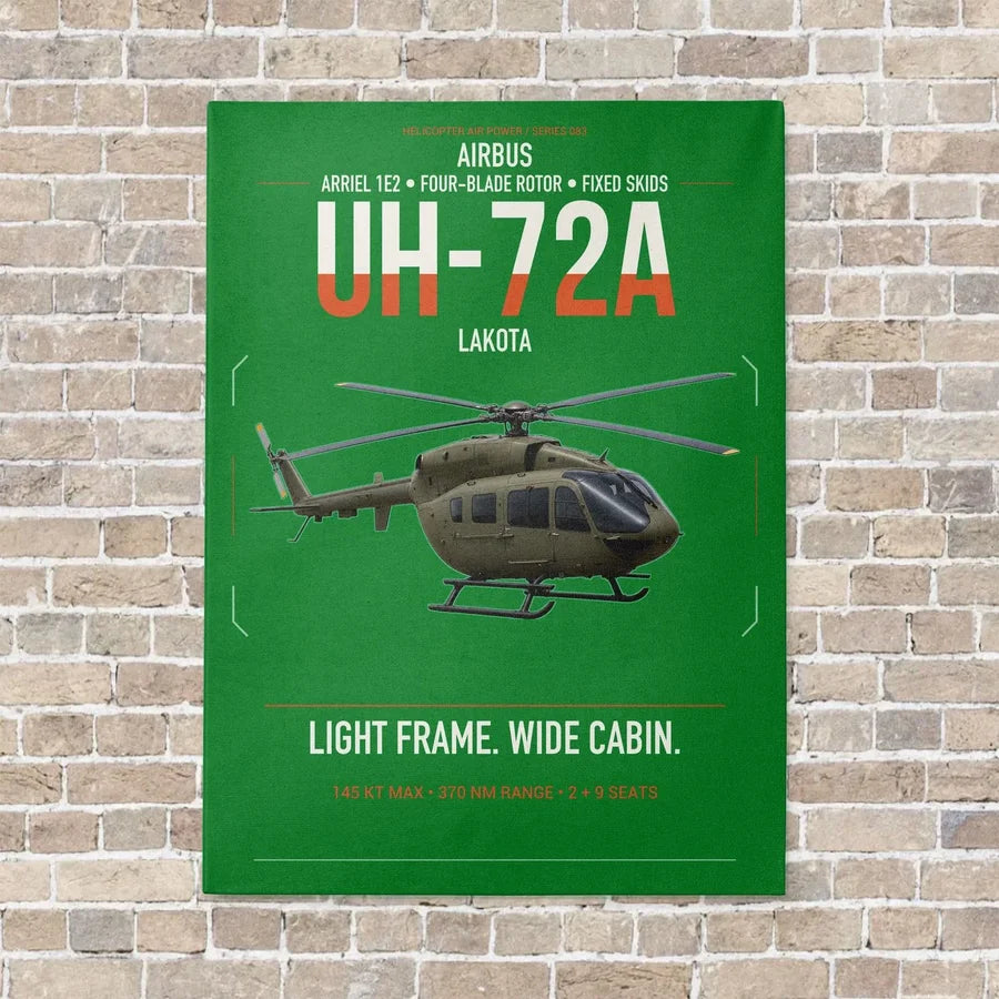 Airbus UH-72A Lakota vertical canvas print - no frame - green background