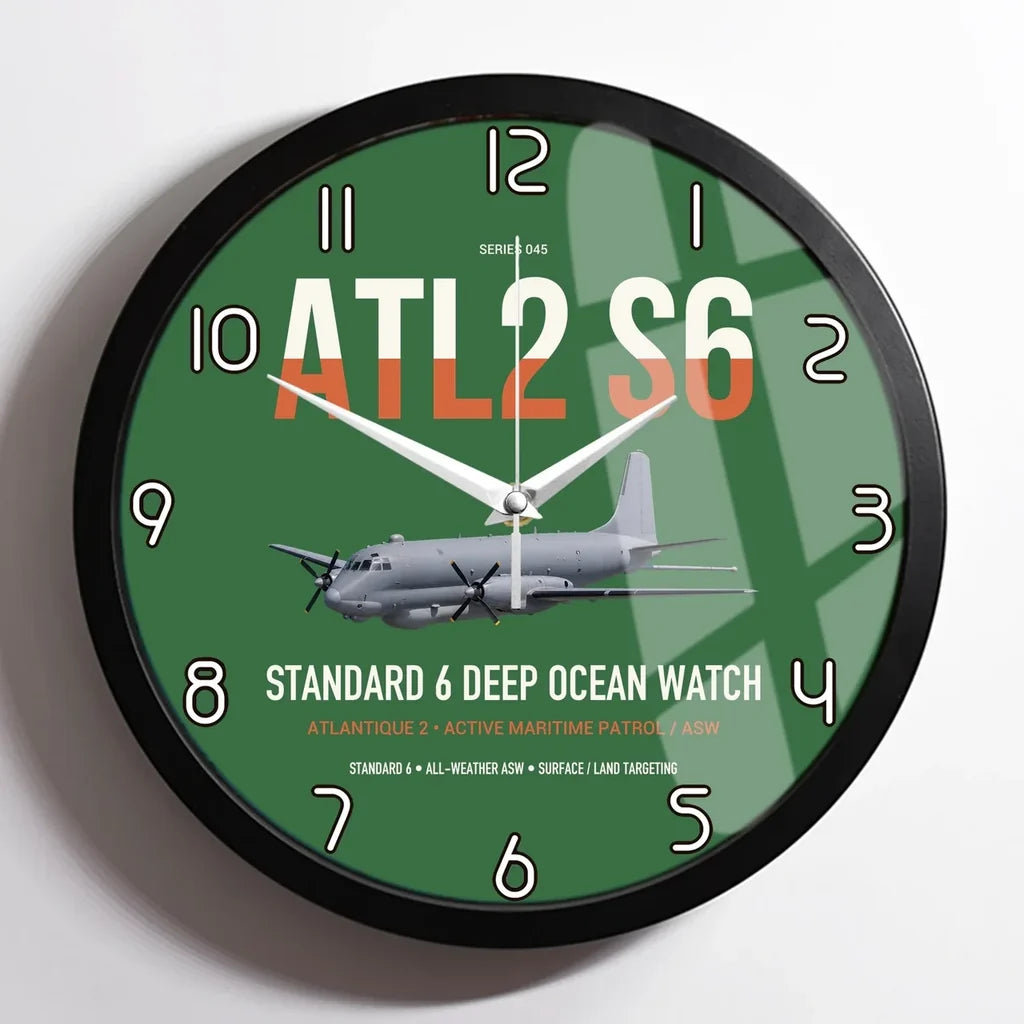 Atlantique 2 Standard 6 design on green framed wall clock