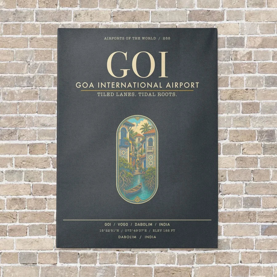 Goa International Airport Dabolim GOI - Canvas Framed - Gray