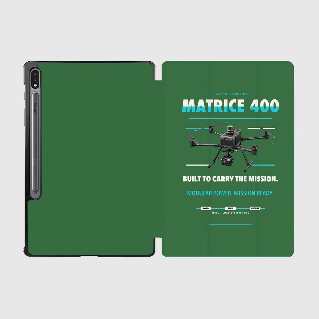 DJI Matrice 400 design on green samsung tablet tablet case