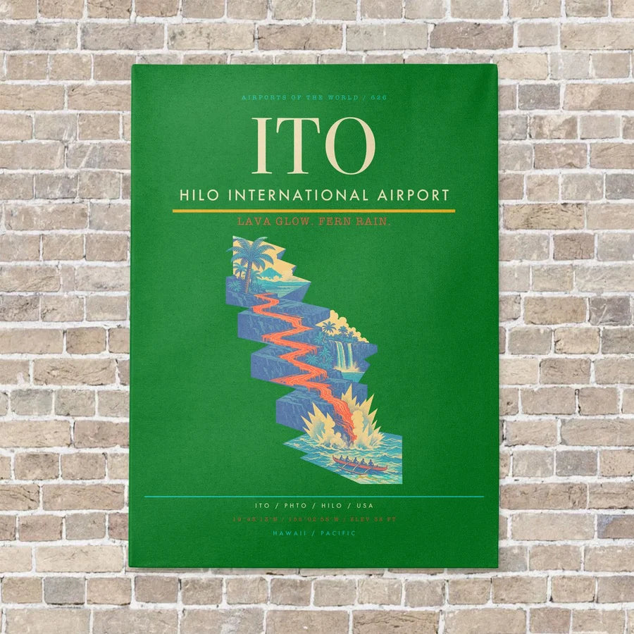 Hilo International Airport ITO vertical canvas print - no frame - green background