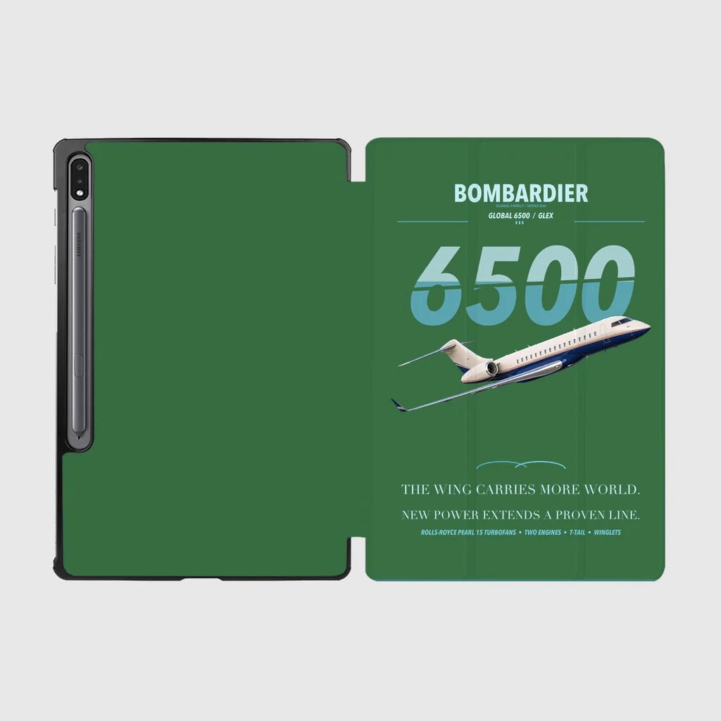 Bombardier Global 6500 design on green samsung tablet tablet case