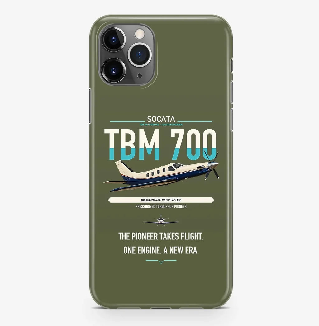 Socata TBM 700 design on green army magsafe iphone case, for iPhone Pro Max