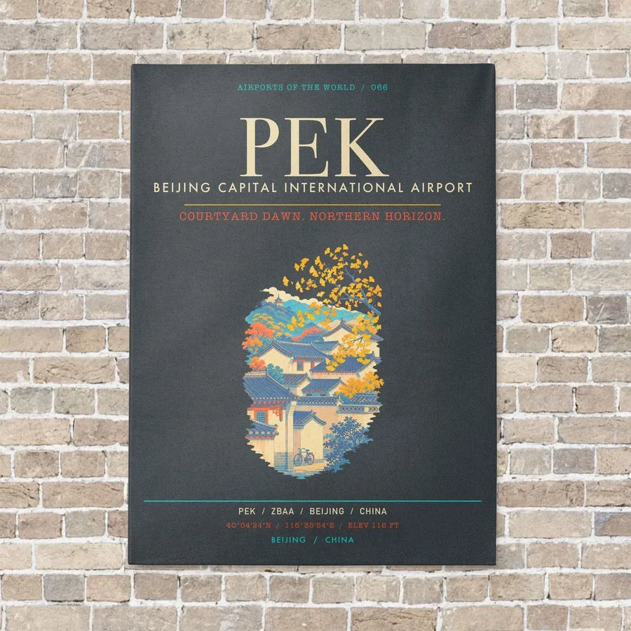 Beijing Capital International Airport PEK - Canvas Framed - Gray