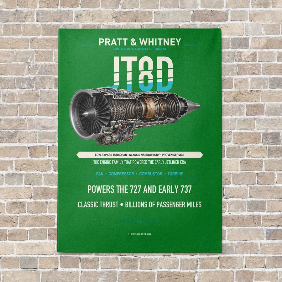 JT8D vertical canvas print - no frame - green background