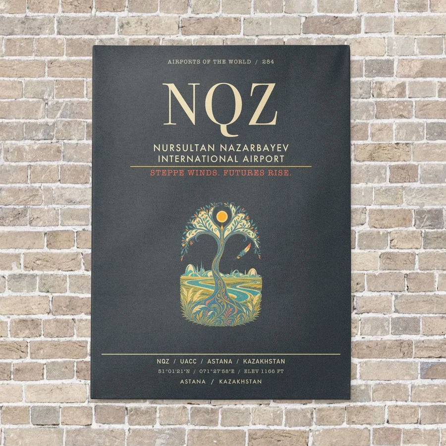 Nursultan Nazarbayev International Airport Astana NQZ - Canvas Framed - Gray