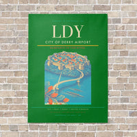 Thumbnail for City of Derry Airport LDY vertical canvas print - no frame - green background