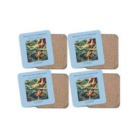 Thumbnail for The Volcano Overflight - Designed Coasters design on light blue 4-pieces-set