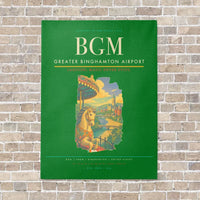 Thumbnail for Greater Binghamton Airport BGM vertical canvas print - no frame - green background