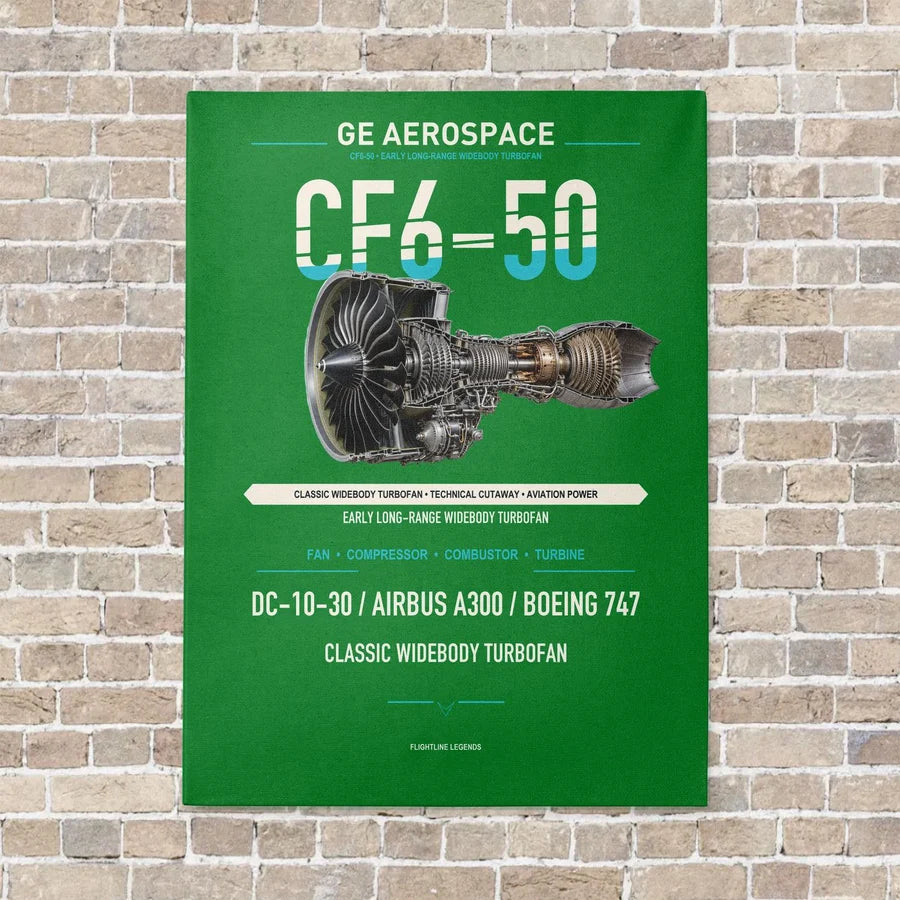 CF6-50 vertical canvas print - no frame - green background