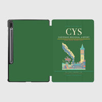 Thumbnail for Cheyenne Regional Airport (CYS) design on green samsung tablet tablet case