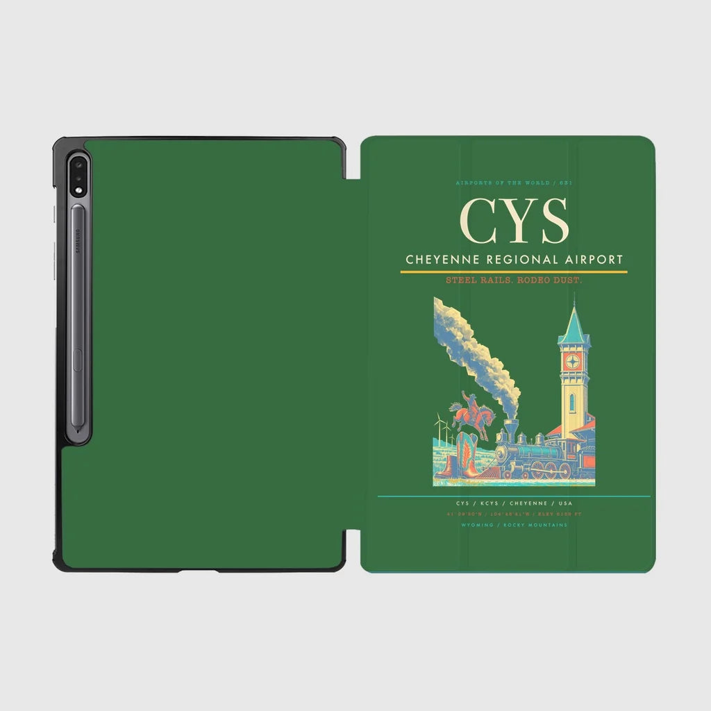 Cheyenne Regional Airport (CYS) design on green samsung tablet tablet case