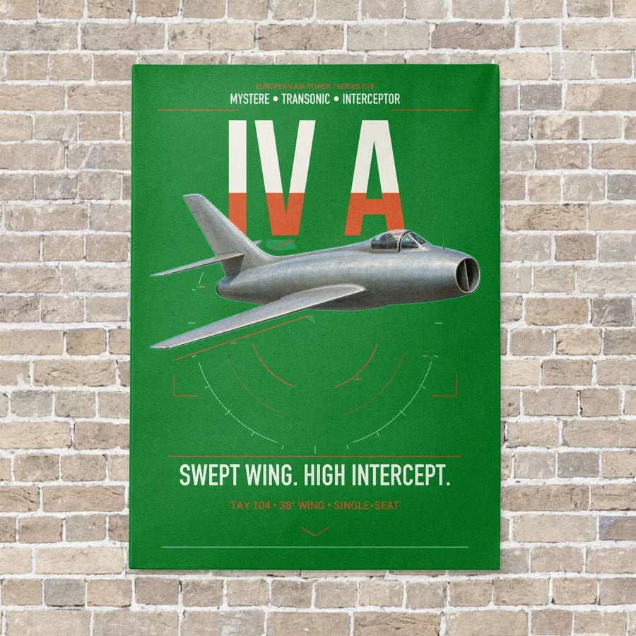 Dassault Mystère IV A vertical canvas print - no frame - green background