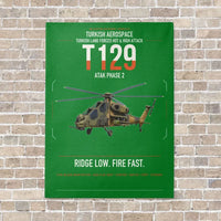 Thumbnail for Turkish Aerospace T129 ATAK Phase 2 vertical canvas print - no frame - green background