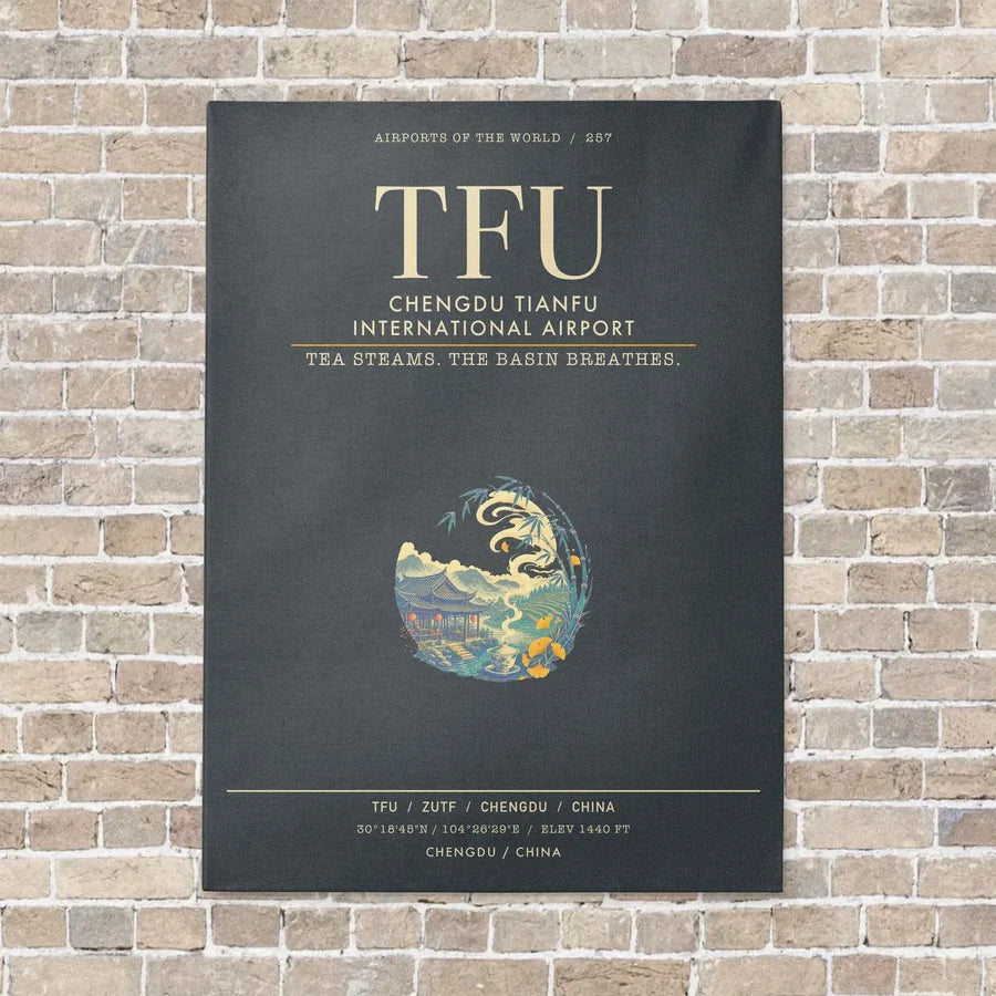 Chengdu Tianfu International Airport TFU - Canvas Framed - Gray
