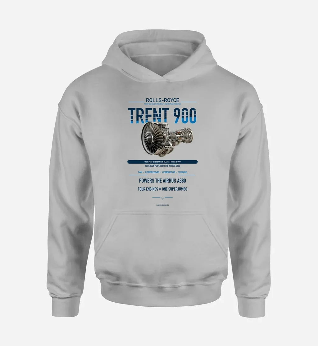 TRENT 900 design on light gray hoodie single side