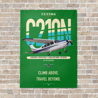 Thumbnail for Cessna T210N Centurion vertical canvas print - no frame - green background