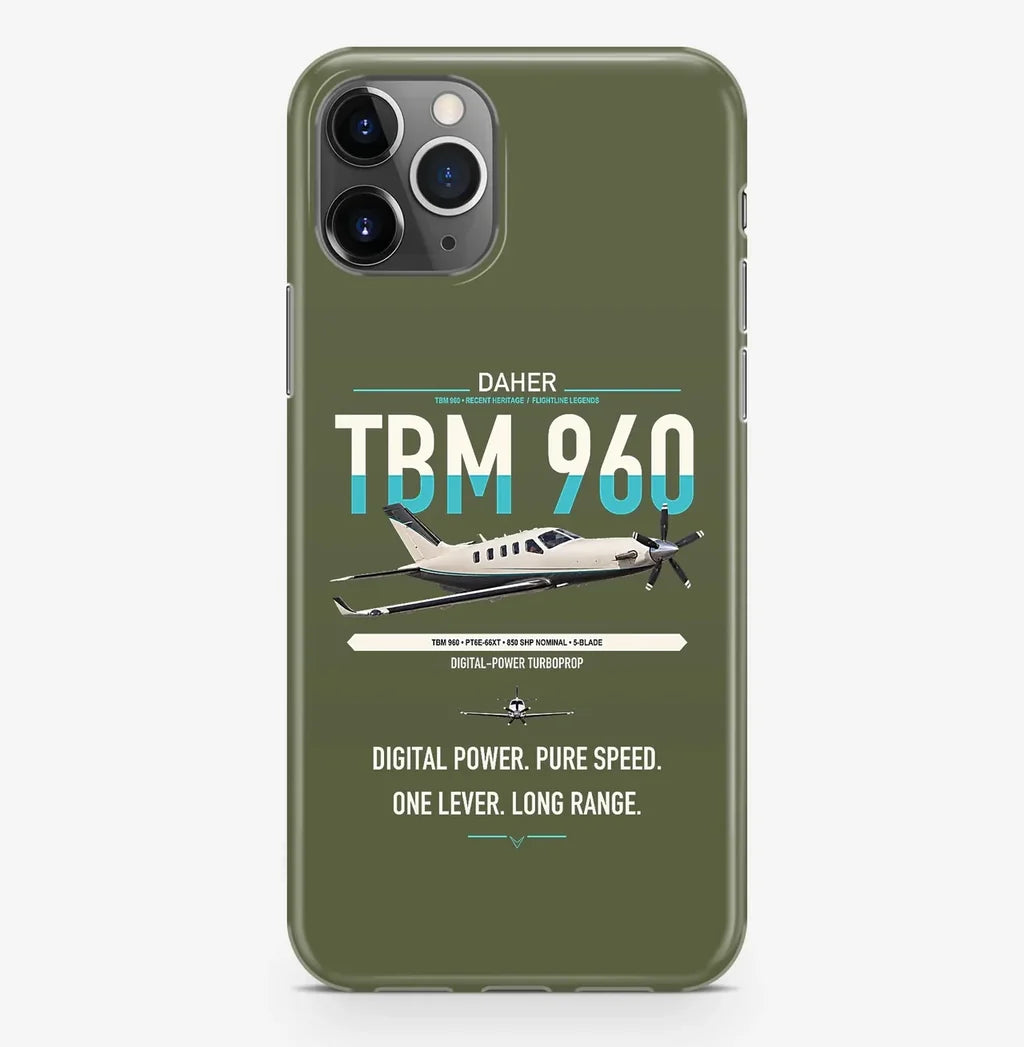 Daher TBM 960 design on green army magsafe iphone case, for iPhone Pro Max