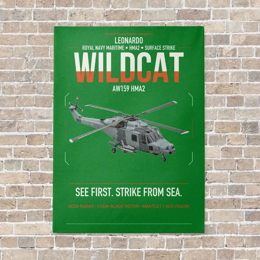 Leonardo AW159 Wildcat HMA2 vertical canvas print - no frame - green background