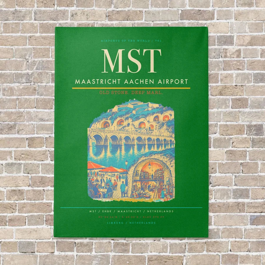 Maastricht Aachen Airport MST vertical canvas print - no frame - green background