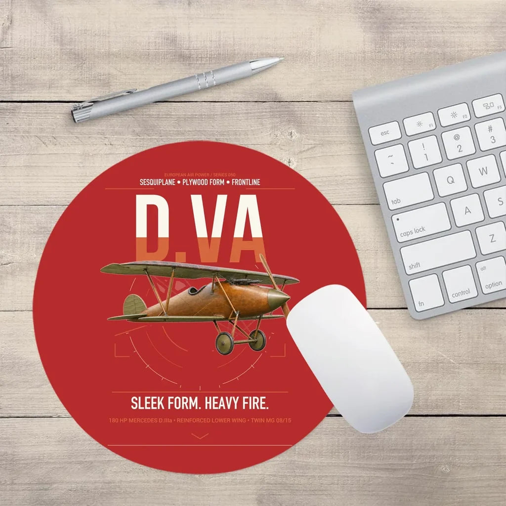 Albatros D.Va design on red round mouse pad