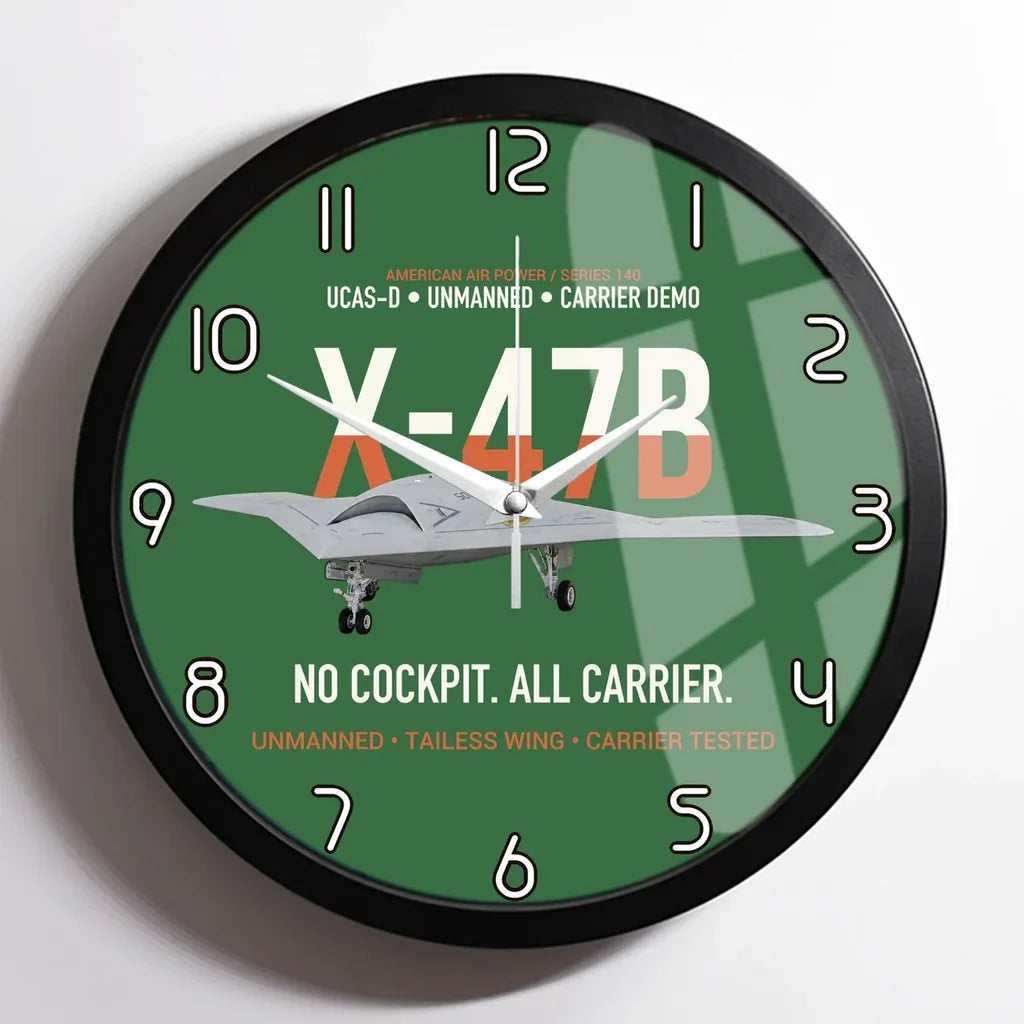 X-47B UCAS-D Carrier Wing Without a Cockpit design on green framed wall clock