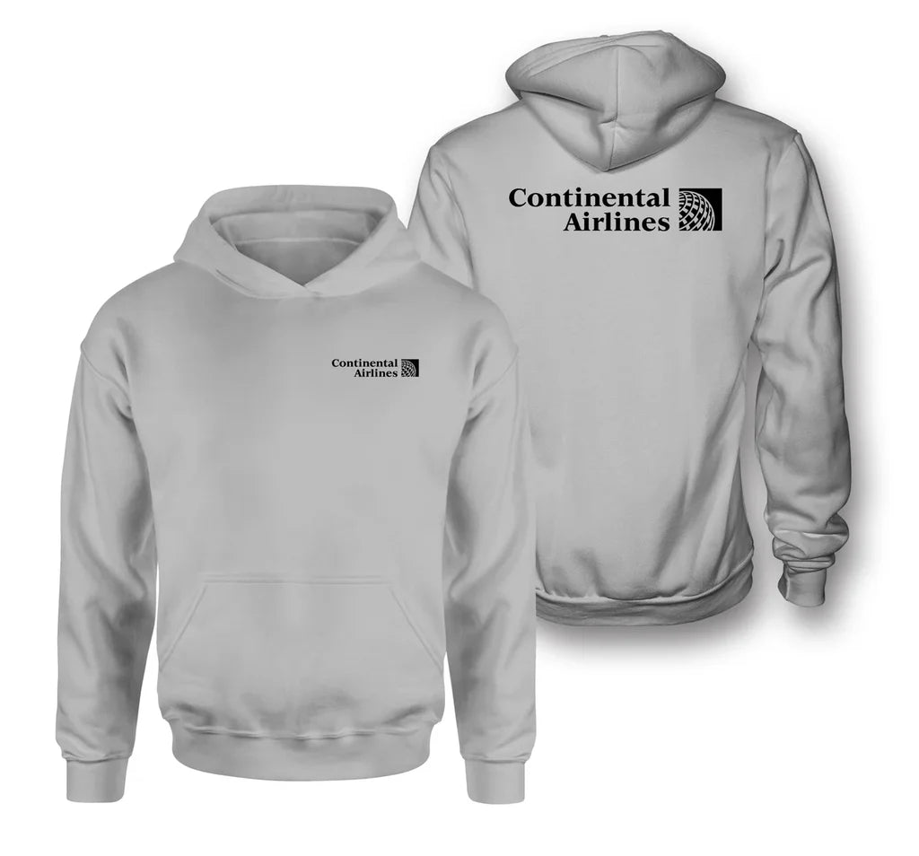 Continental Airlines logo on light gray double side hoodie
