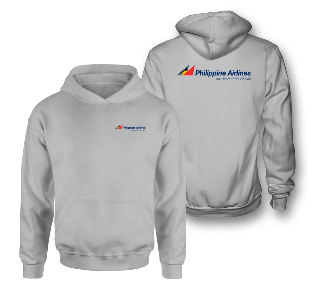Philippine Airlines logo on light gray double side hoodie