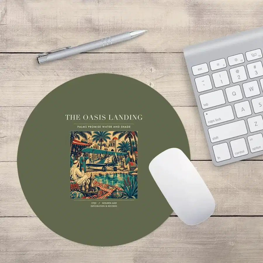 VINTAGE G4331 - The Oasis Landing - Designed Mouse Pads design on greenarmy round