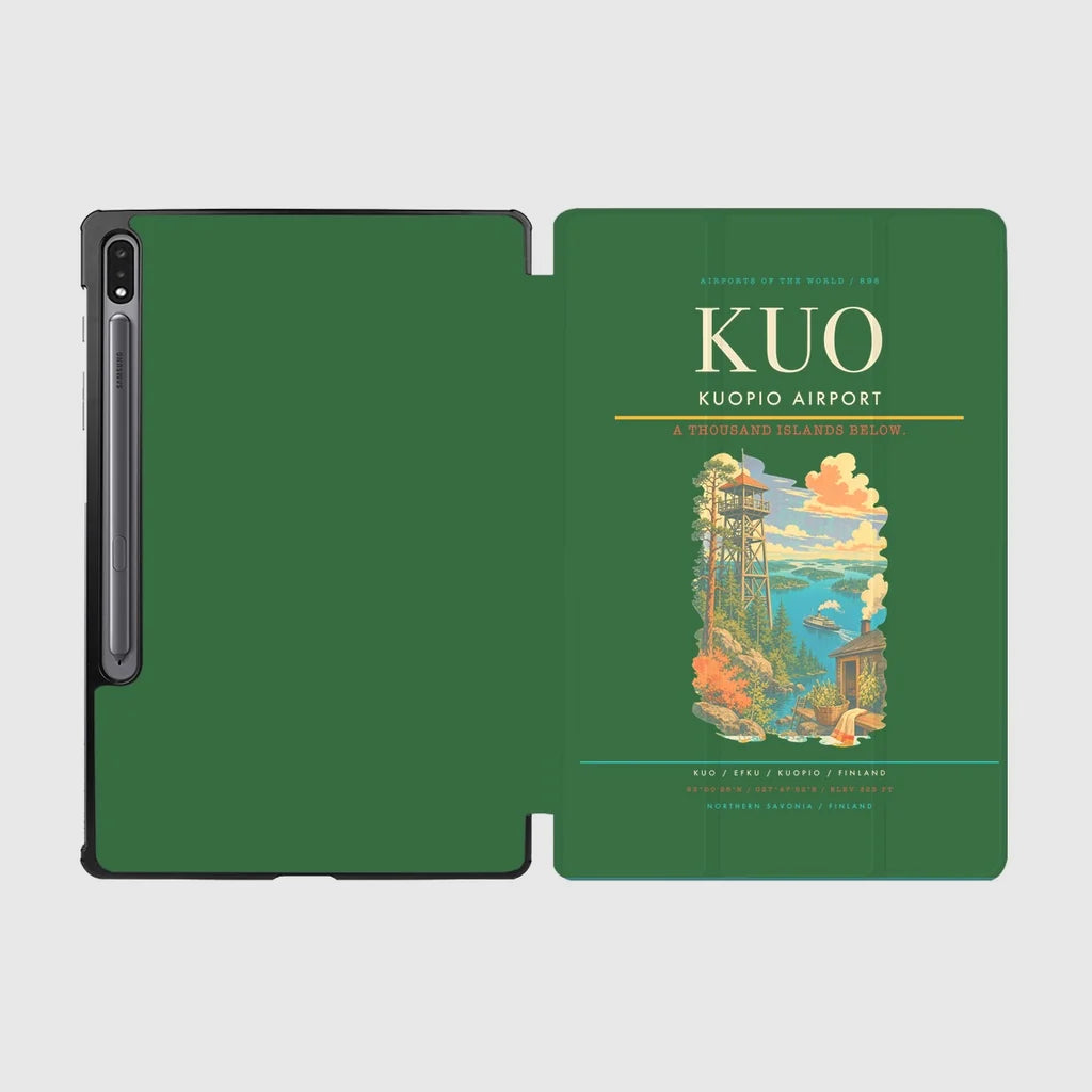 Kuopio Airport (KUO) design on green samsung tablet tablet case