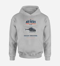 Thumbnail for Bell 407GXi design on light gray double-side hoodie, single-side print