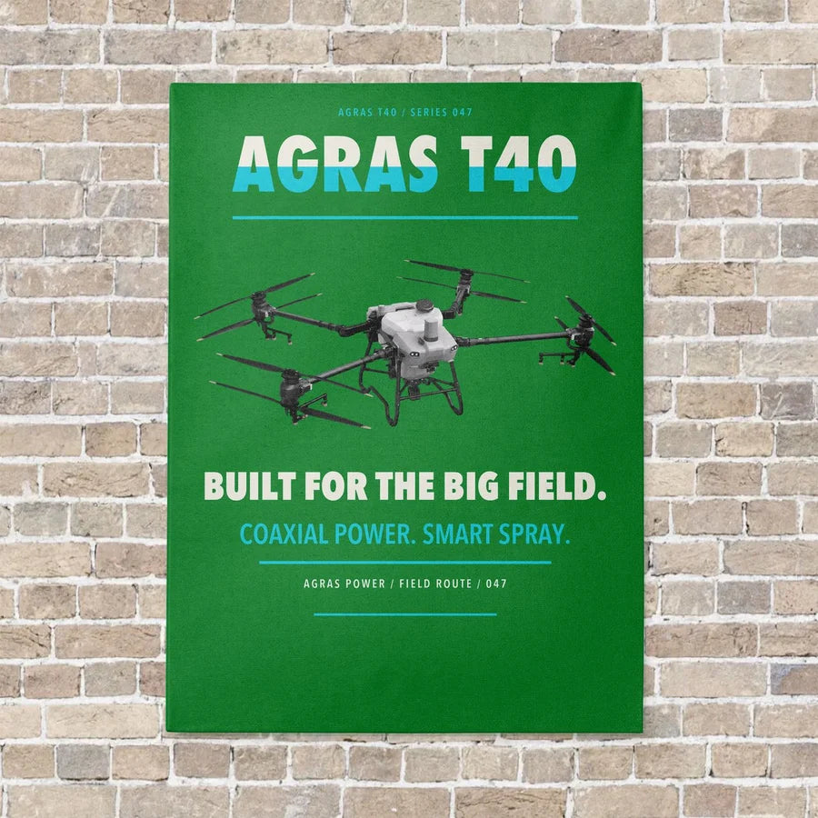 DJI Agras T40 vertical canvas print - no frame - green background