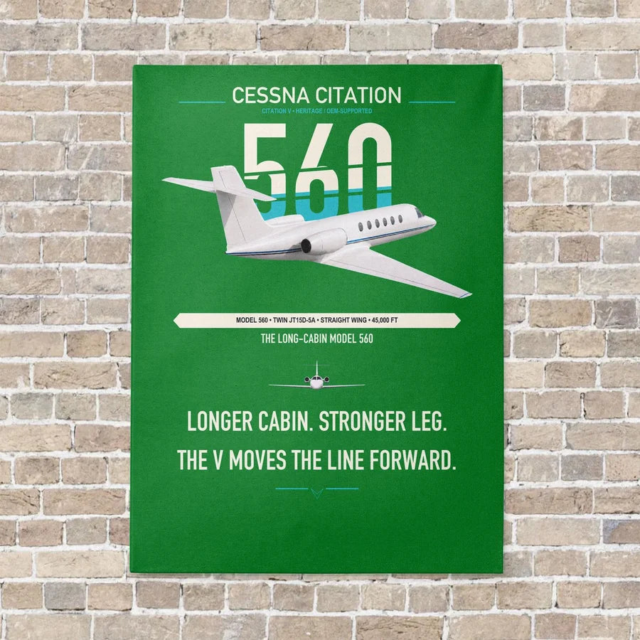 Cessna Citation 560 - Citation V vertical canvas print - no frame - green background