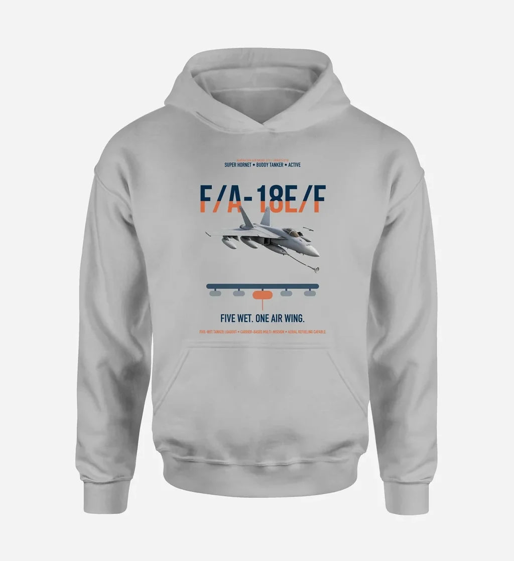 F A-18E F Buddy Tanker design on light gray double-side hoodie, single-side print