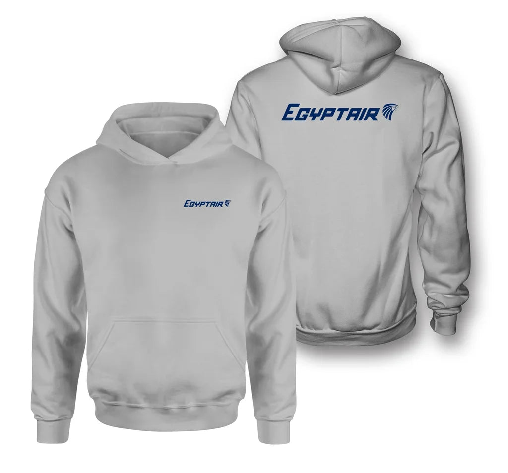 Egyptair Airlines logo on light gray double side hoodie