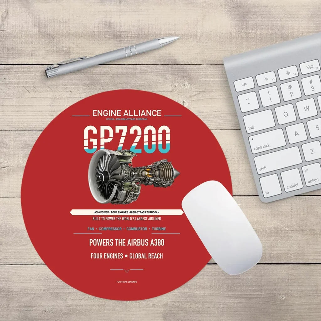 GP7200 design on red round mouse pad