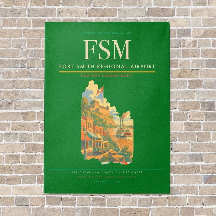 Fort Smith Regional Airport FSM vertical canvas print - no frame - green background