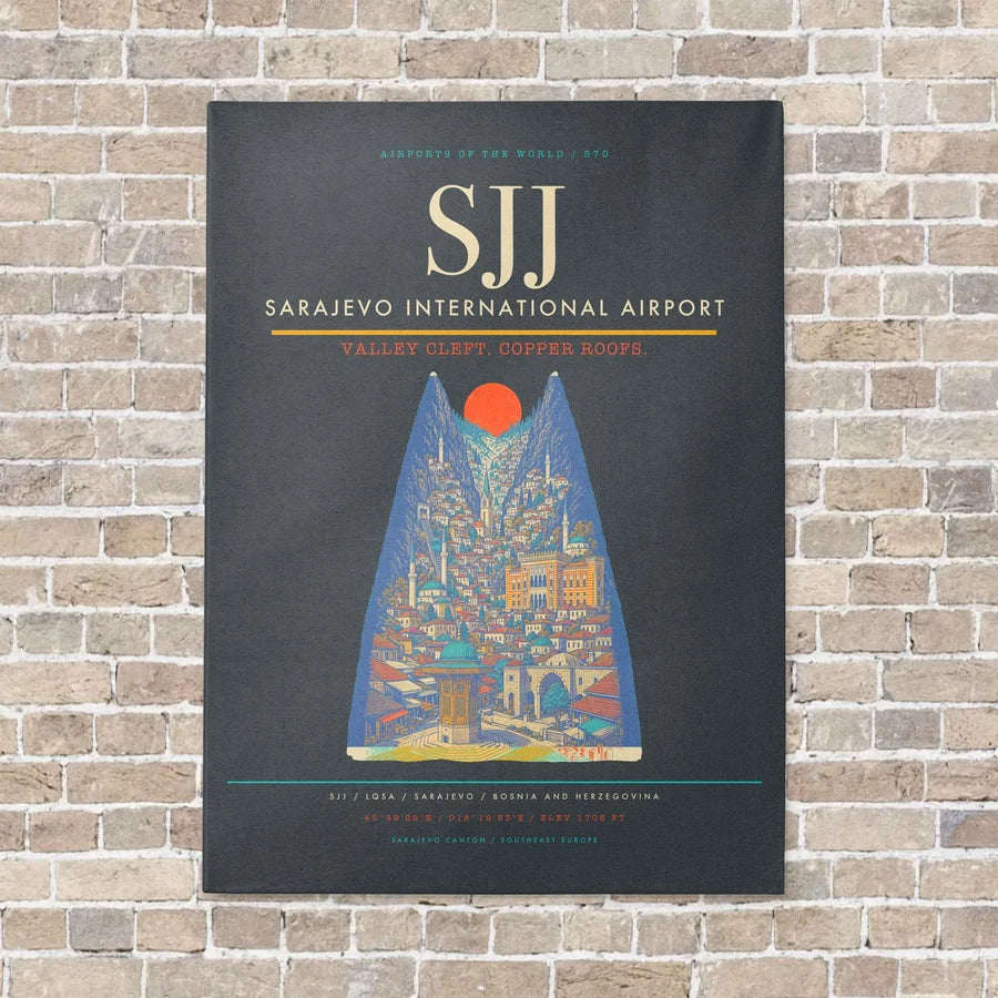 Sarajevo International Airport SJJ - Canvas No Frame - Gray