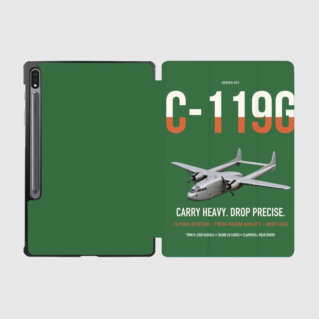 C-119G Flying Boxcar design on green samsung tablet tablet case