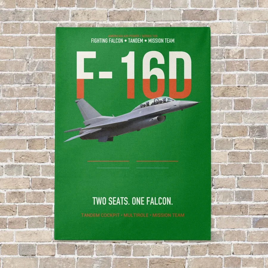 F-16D Fighting Falcon Two Seats One Falcon vertical canvas print - no frame - green background