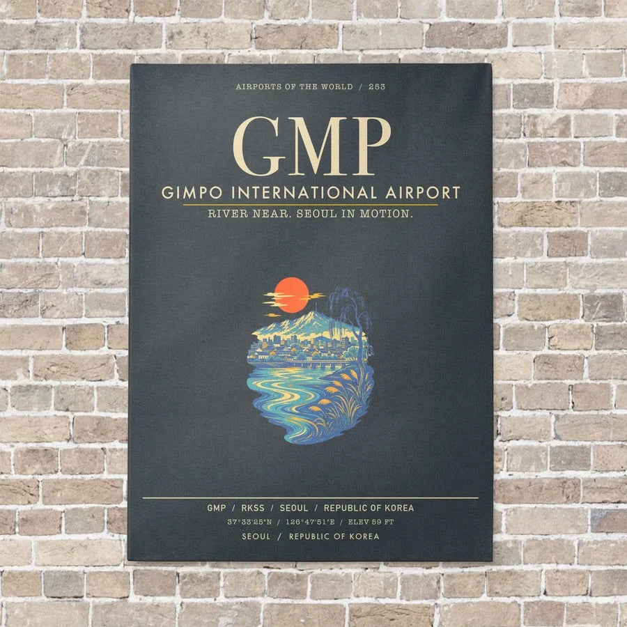 Gimpo International Airport GMP - Canvas Framed - Gray