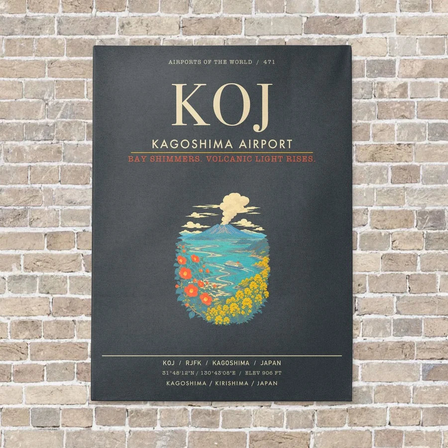 Kagoshima Airport KOJ - Canvas Framed - Gray