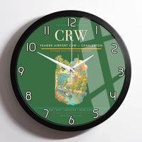 Thumbnail for Yeager Airport (CRW) design on green framed wall clock