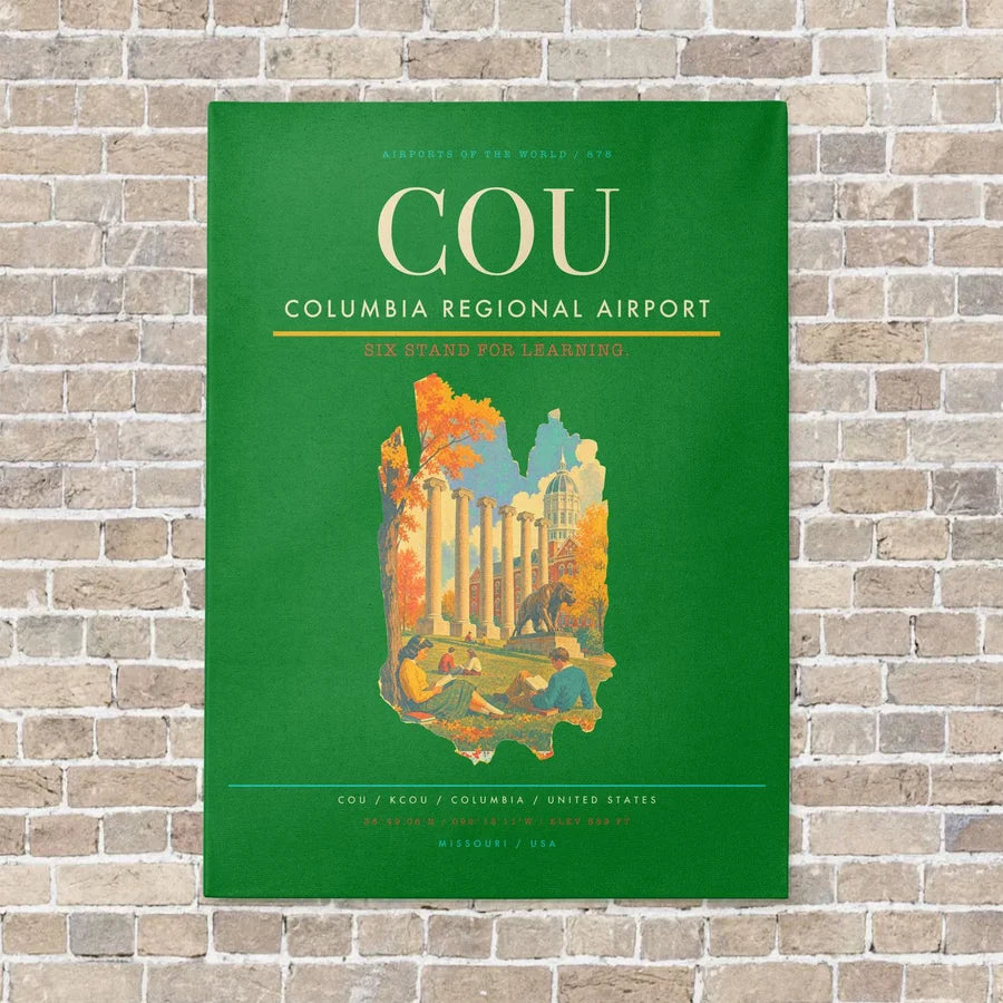 Columbia Regional Airport COU vertical canvas print - no frame - green background