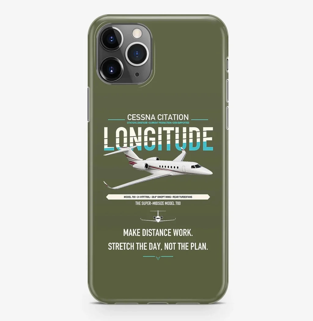 Cessna Citation Longitude design on green army magsafe iphone case, for iPhone Pro Max